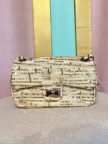 Sac dupe à sequins beige