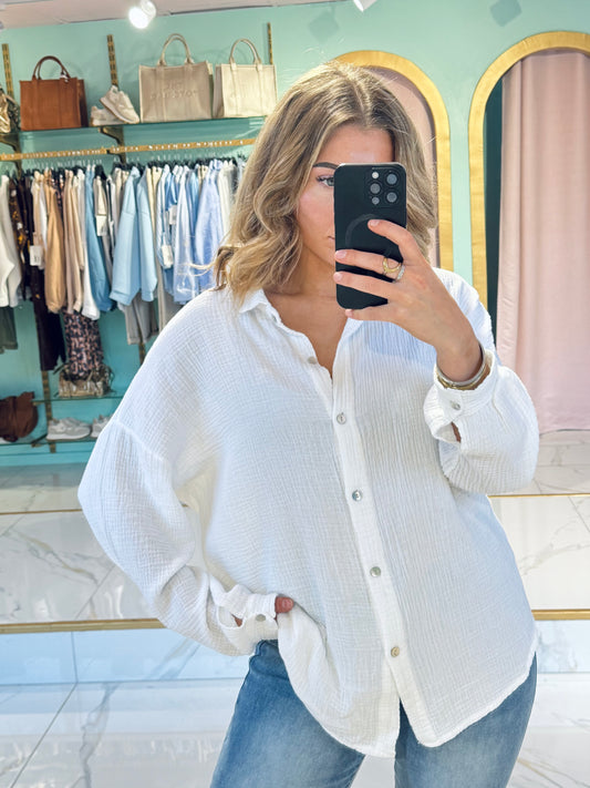 Chemise Oversize en Gaz de Coton – blanche