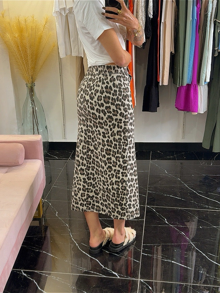 Jupe jean leopard sale