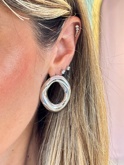 Boucle d’oreille ronde argent