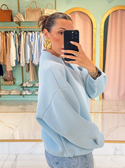 Bomber Oversize avec Détails Dorés – bleu