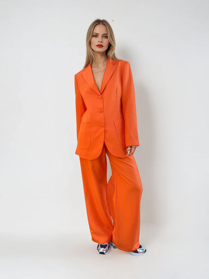 Pantalon d’ensemble tailleur loose orange