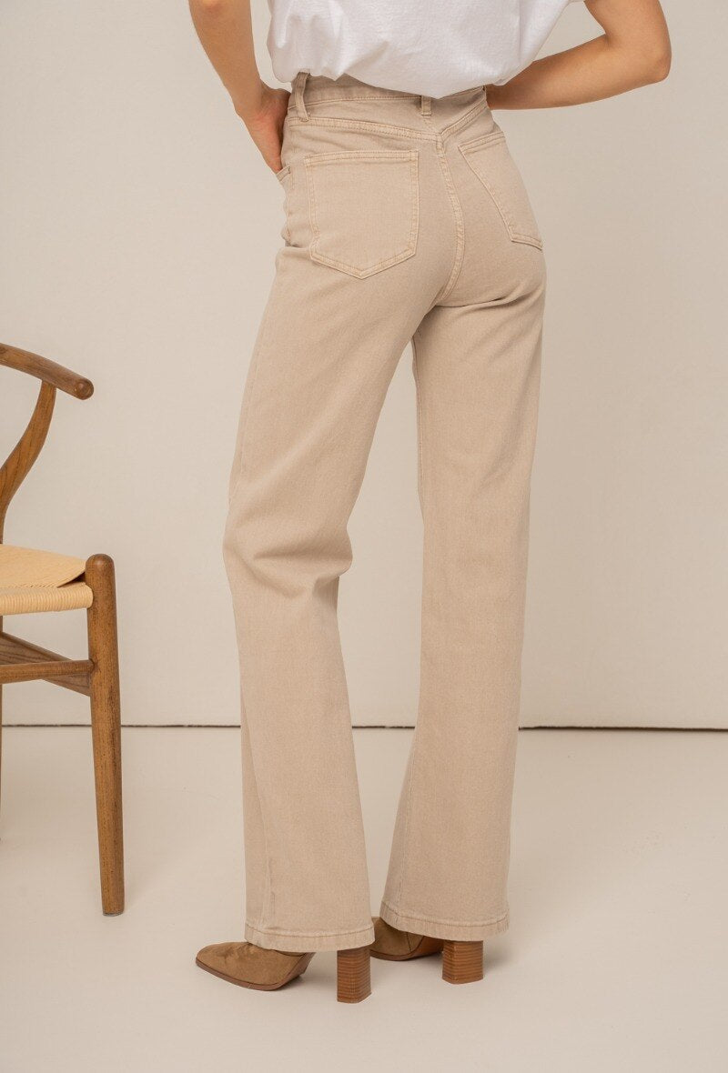 Jean oraije Paris coupe wideleg beige