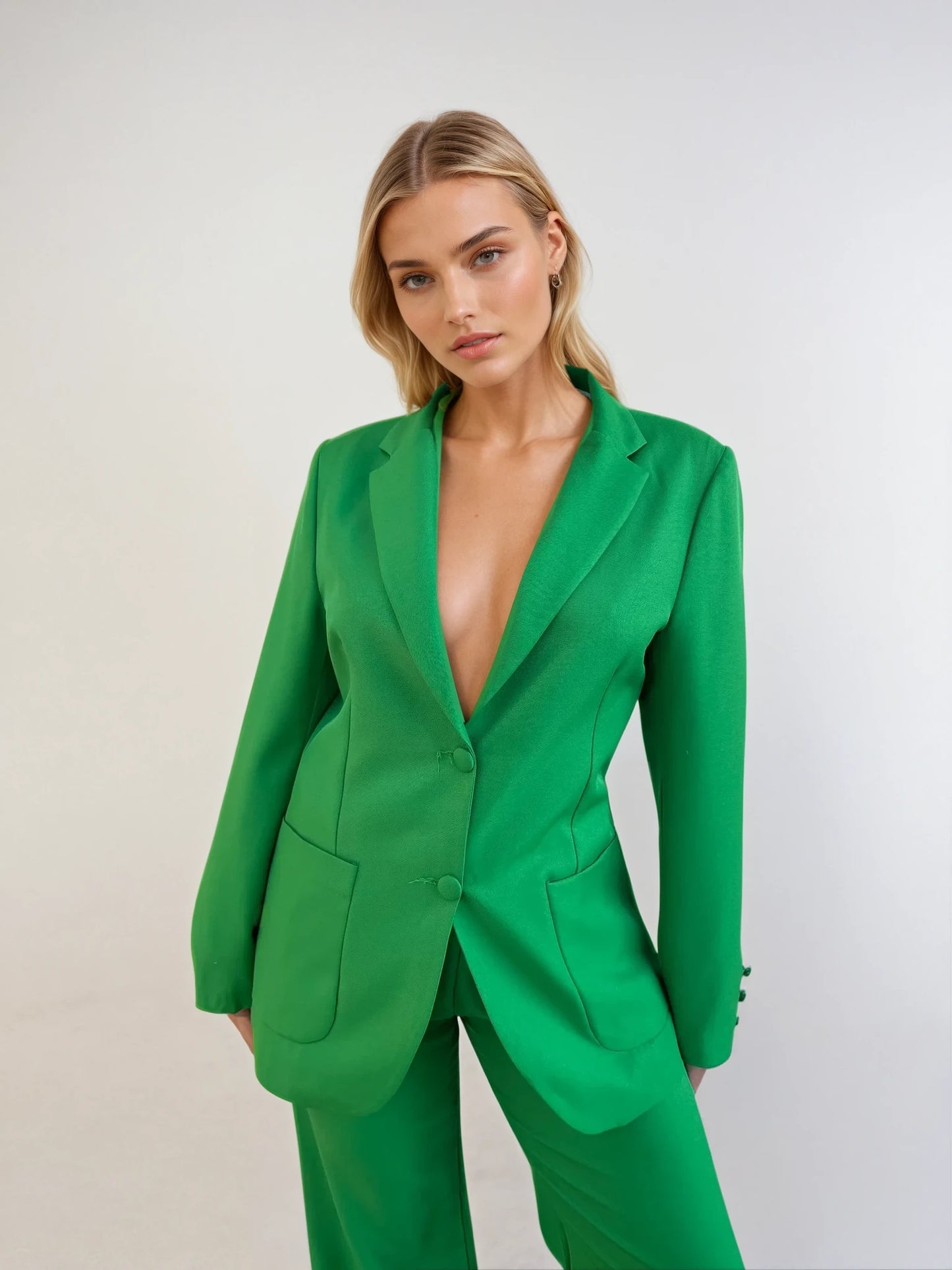 Veste d’ensemble tailleur vert coupe oversize