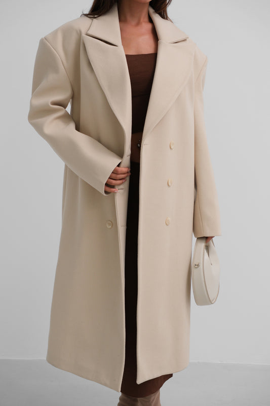 Manteau long structuré dupe beige