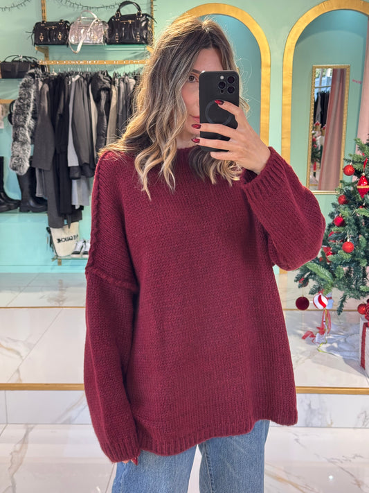 Pull Avec Surcoutures - bordeaux