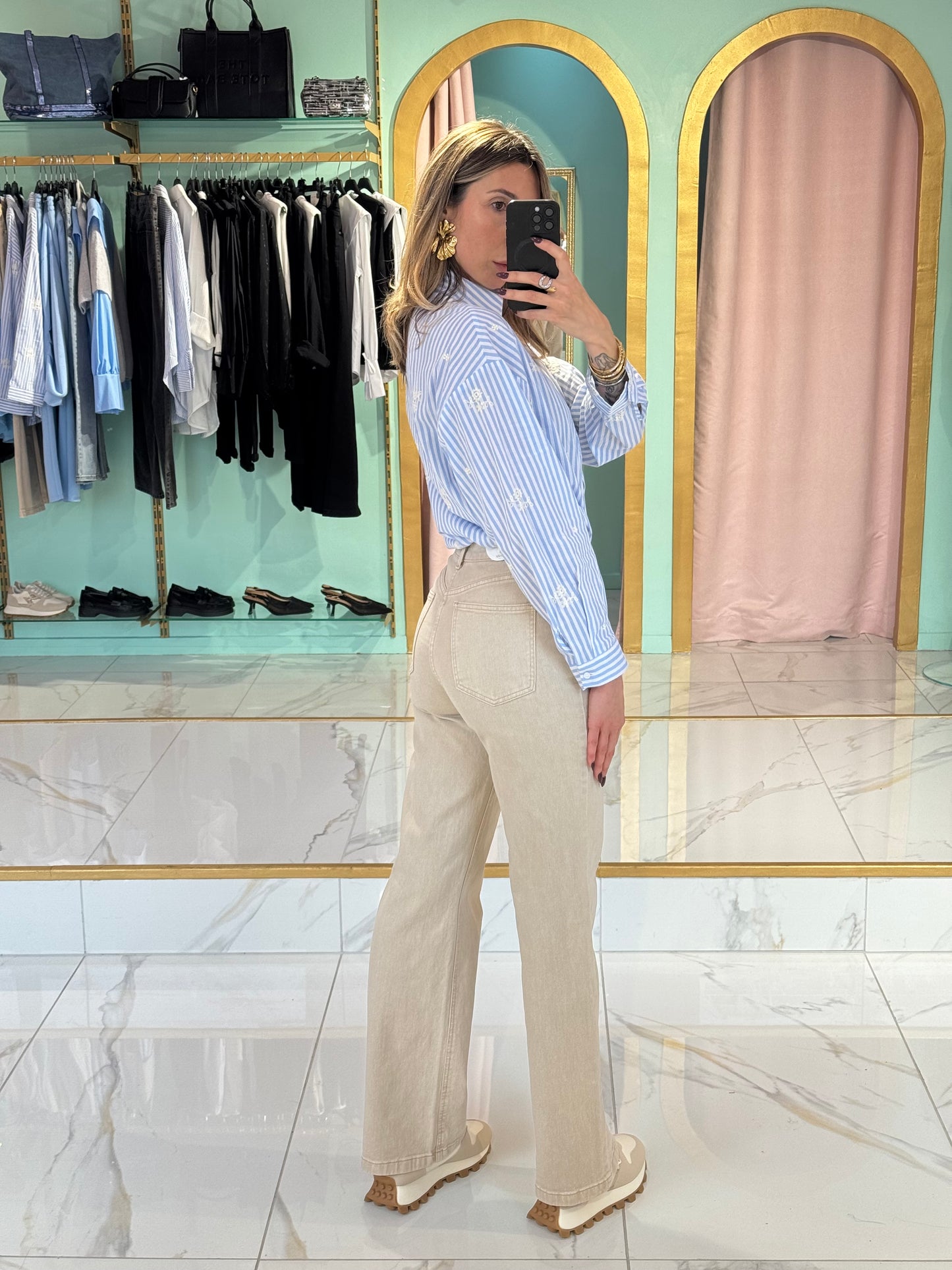 Jean oraije Paris coupe wideleg beige