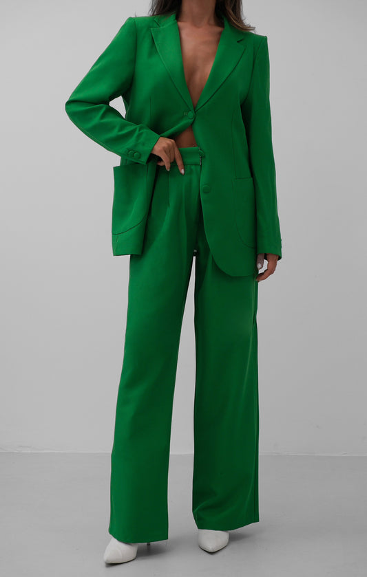 Pantalon d’ensemble tailleur loose vert