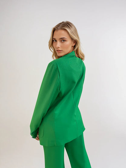 Veste d’ensemble tailleur vert coupe oversize