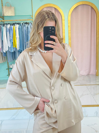 Veste d’Ensemble Satinée Oversize beige