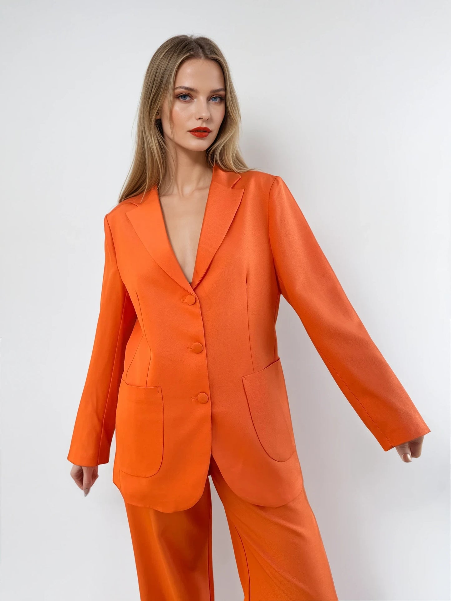 Veste d’ensemble tailleur orange coupe oversize