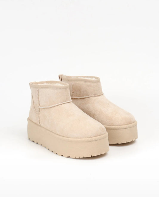 Bottines d’hiver doublées fourrées beige