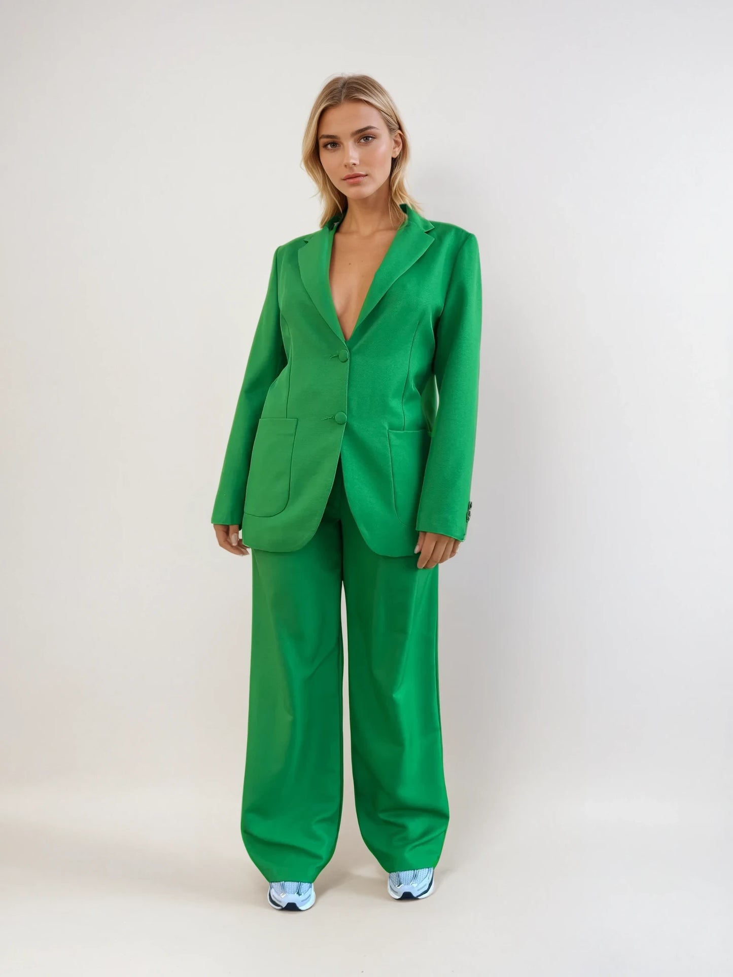 Veste d’ensemble tailleur vert coupe oversize