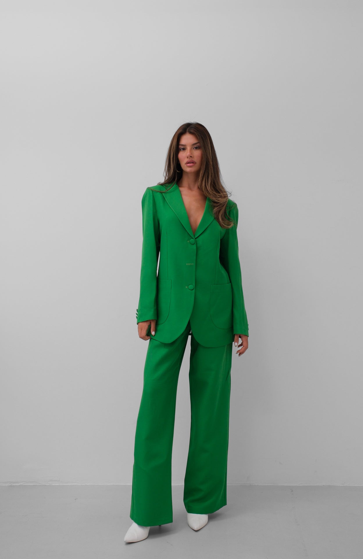 Veste d’ensemble tailleur vert coupe oversize