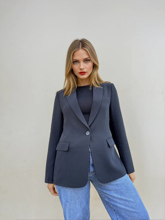 Veste Tailleur Noir Cintrée