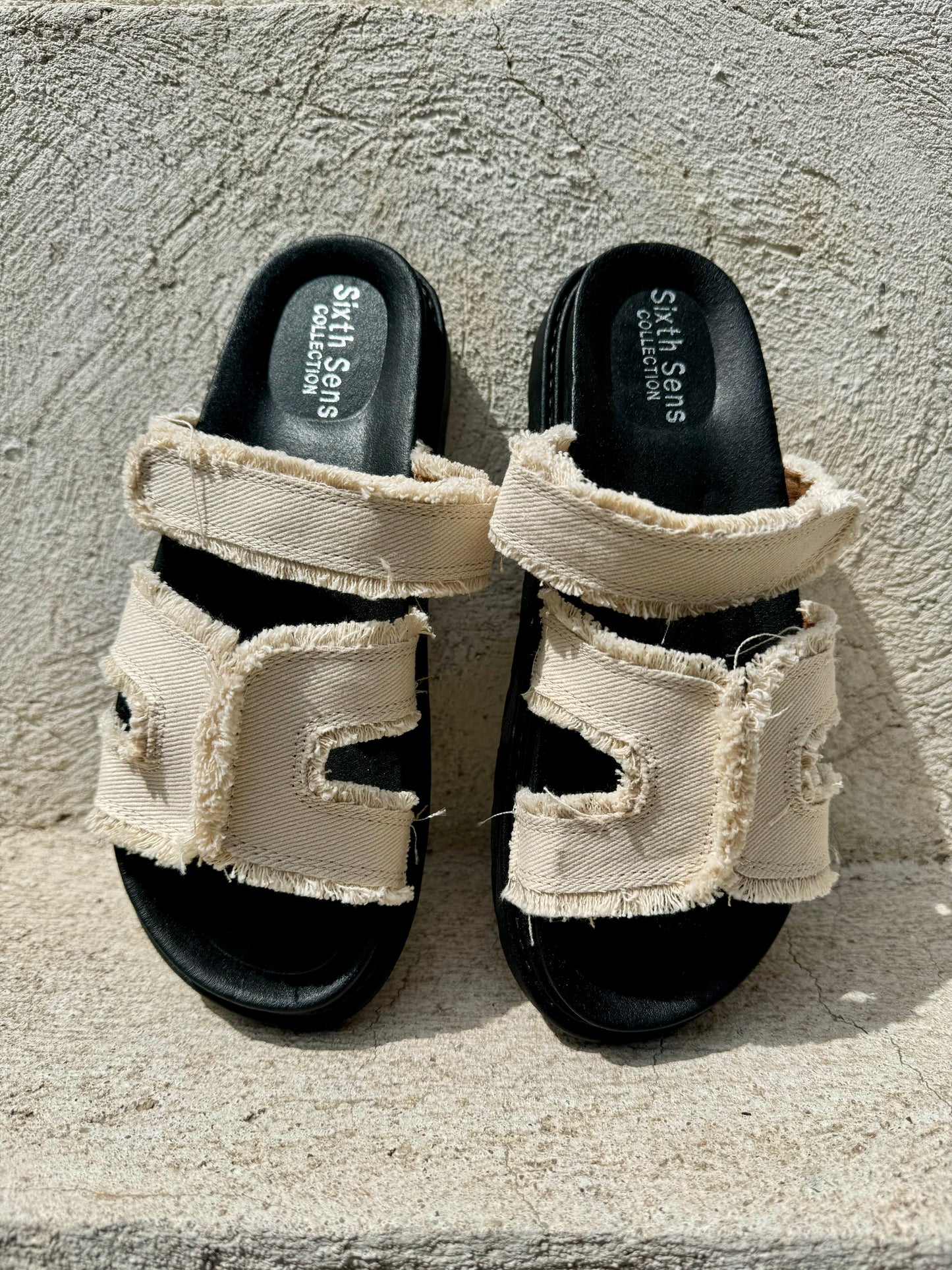 Sandales dupe chy en jean beige