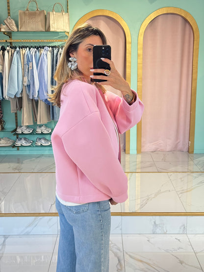 Bomber Oversize avec Détails Dorés – rose