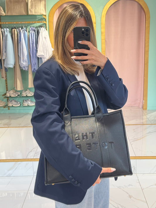 Sac tote bag XL en simili cuir grainé – noir