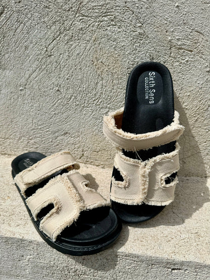 Sandales dupe chy en jean beige