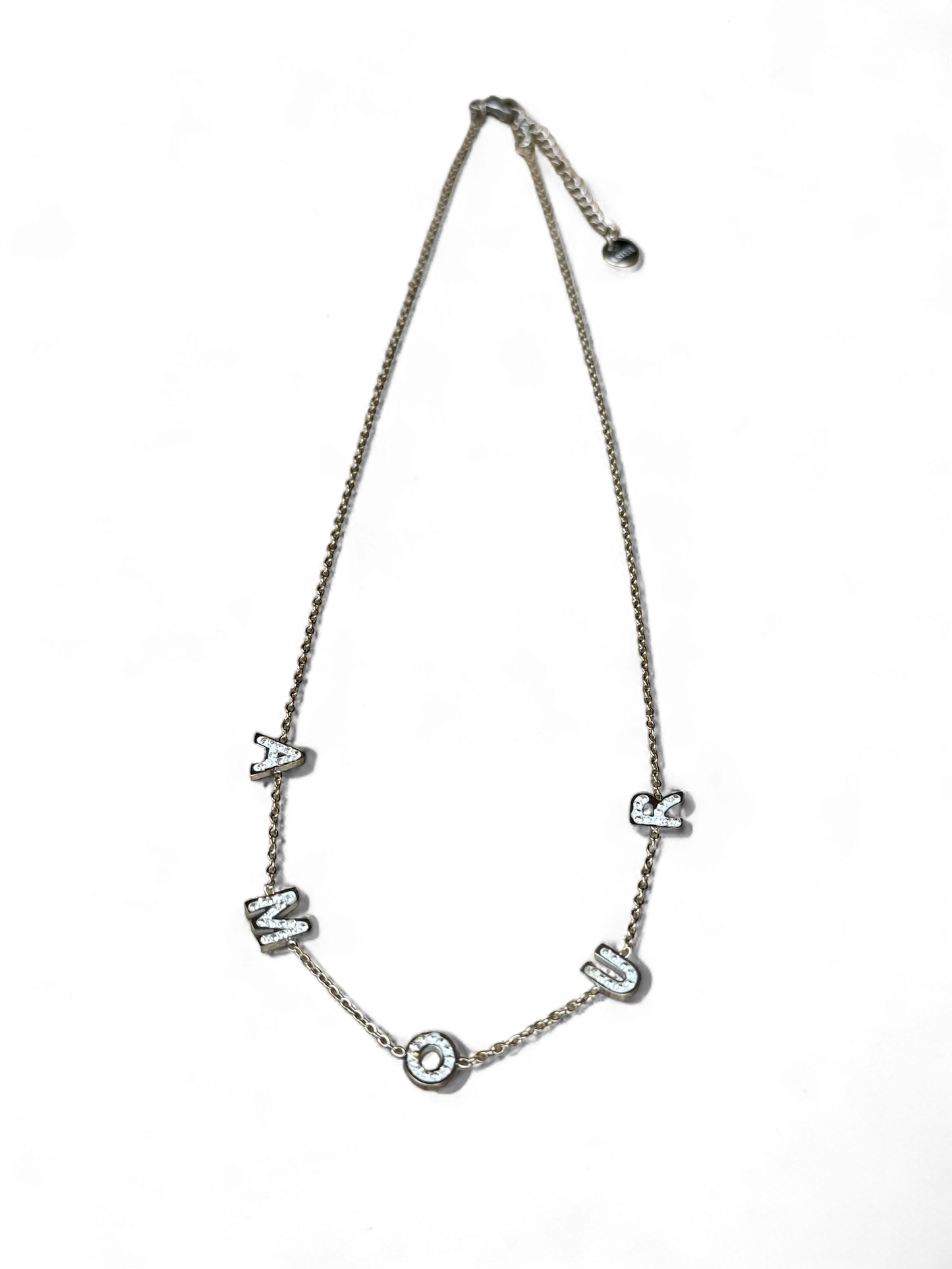 Collier Fin AMOUR Strassé en Acier Inoxydable - Réglable et Disponible en coloris Or ou Argent