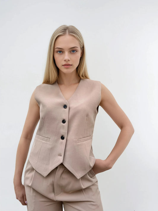 Gilet Tailleur Camel Classique