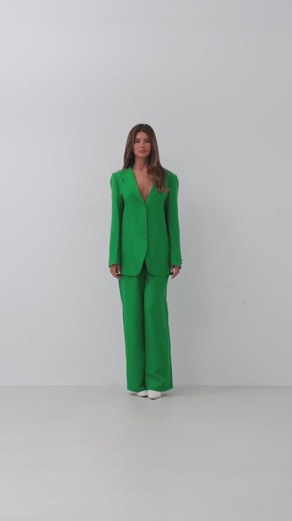 Veste d’ensemble tailleur vert coupe oversize