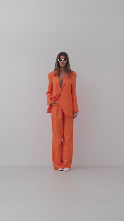 Pantalon d’ensemble tailleur loose orange